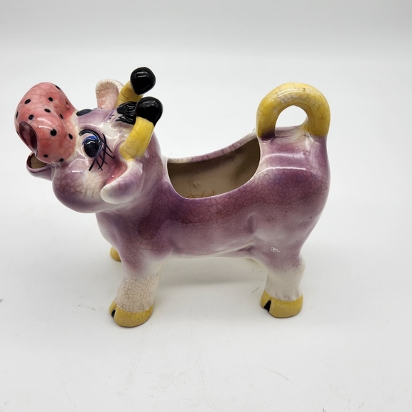 Vntg Numbered THAMES Japan Purple Cow Creamer Hand-Painted Ceramic Collectible - Picture 2 of 8